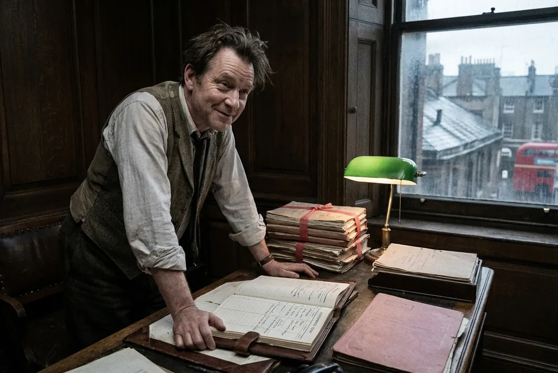 Joseph Hartree, senior clerk, at the clerks' room desk