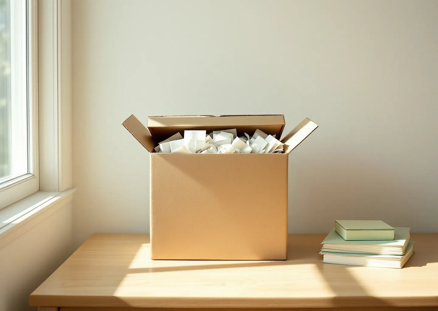 A shoebox of receipts on the studio desk, ready for the rescue