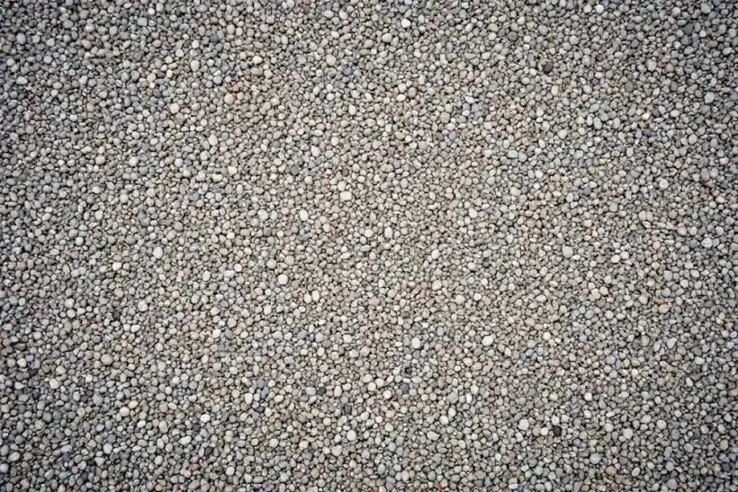 Exposed aggregate concrete sample, river pebbles half sealed