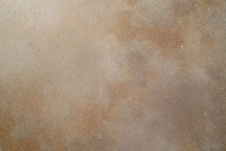 Integrally coloured concrete sample in warm umber oxide