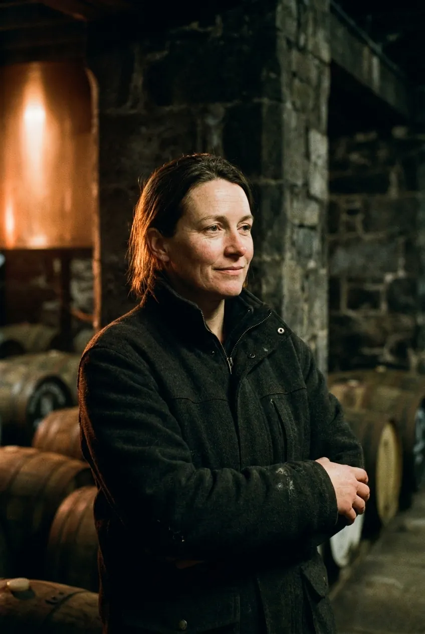 Saskia Reid, founder and head distiller, in the Coppermill bond store