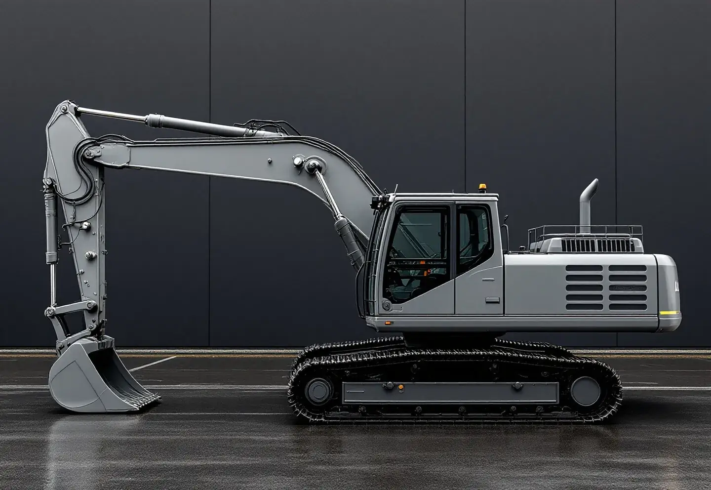8.5T excavator in graphite grey, side profile