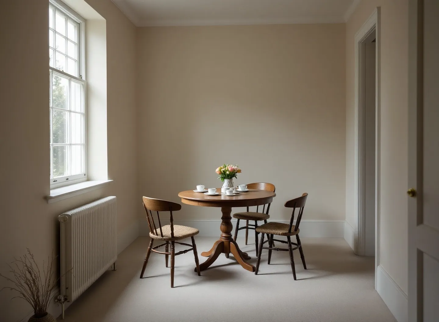 The arrangement room at Merriden House, set with tea for four