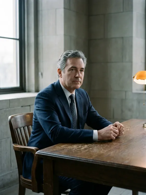 Founding partner Marcus Finch at his desk in chambers