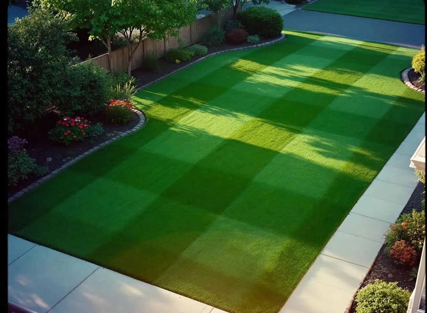 After photo from today's round: checkerboard-striped back lawn