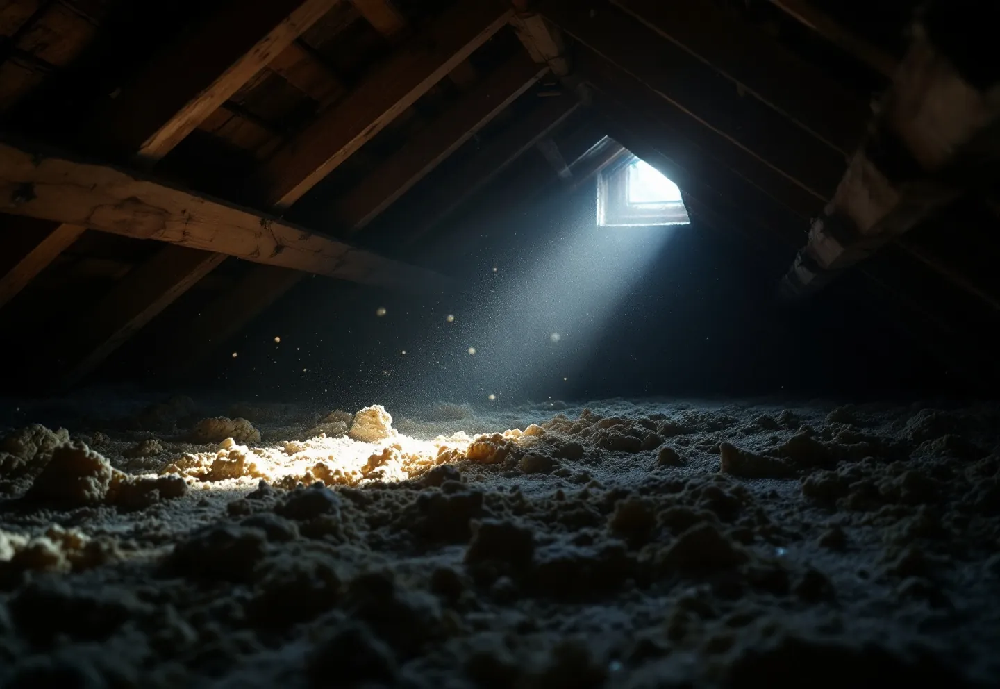 A torch beam raking across roof-void timbers during a timber pest inspection