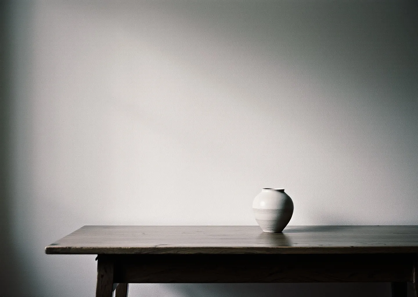Stoneware vessel on a workshop table