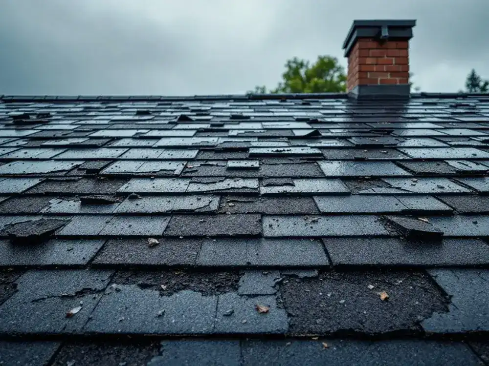 Hail strike, asphalt full tear-off, before restoration