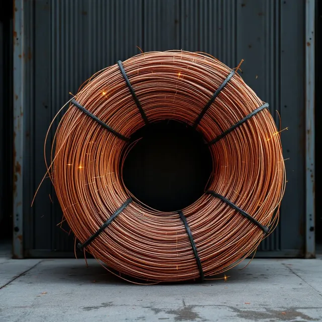 A banded bale of bright stripped copper wire