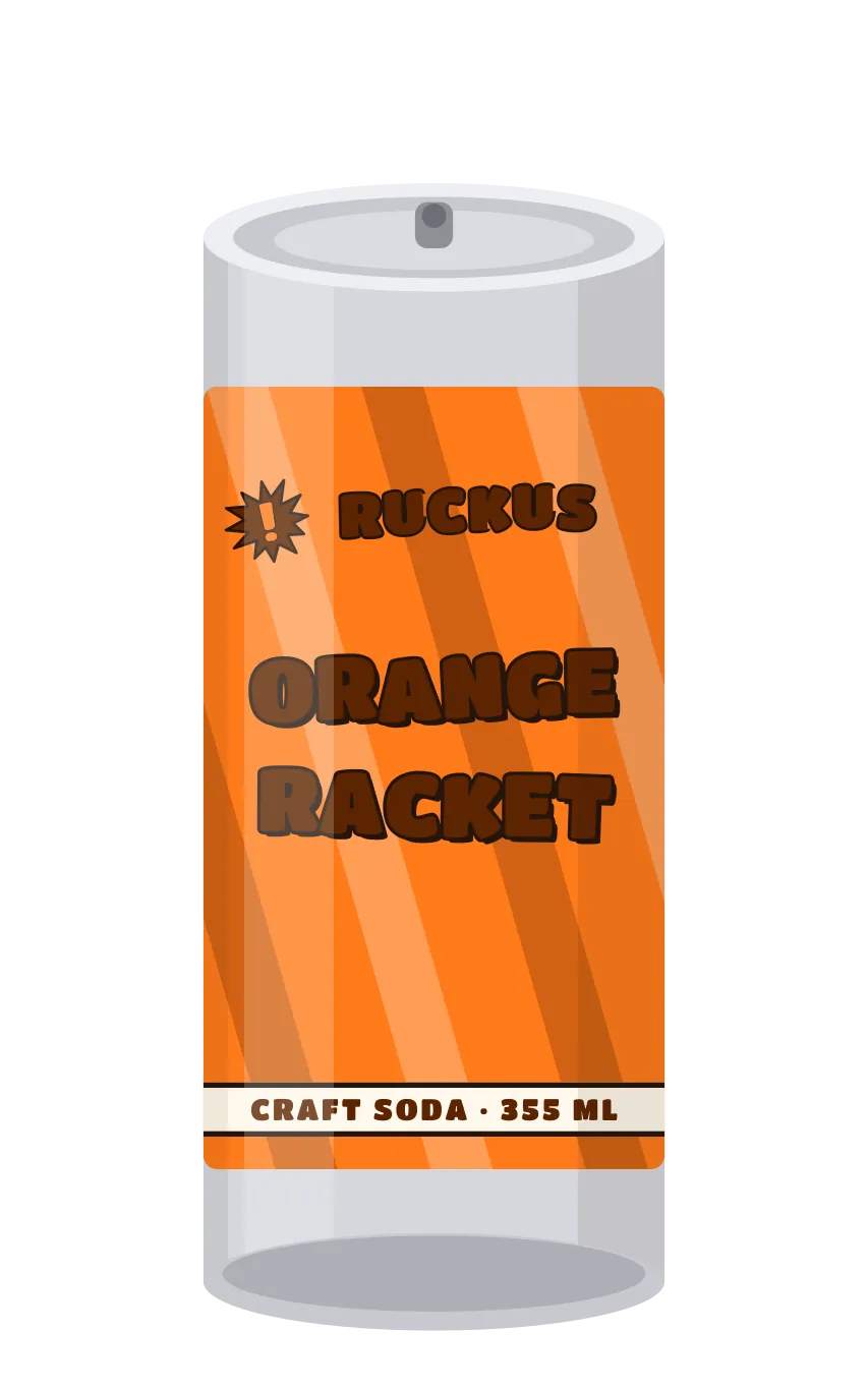 Orange Racket craft soda can
