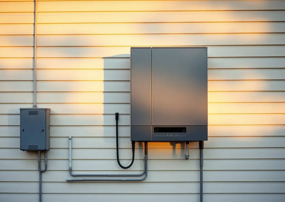 Hybrid inverter mounted on a garage wall
