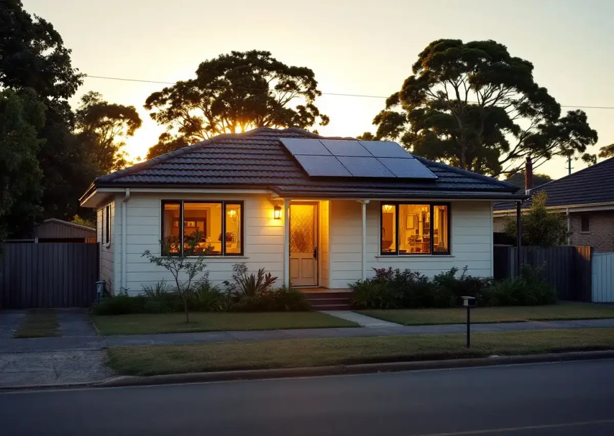 Finished solar array on a suburban street roof