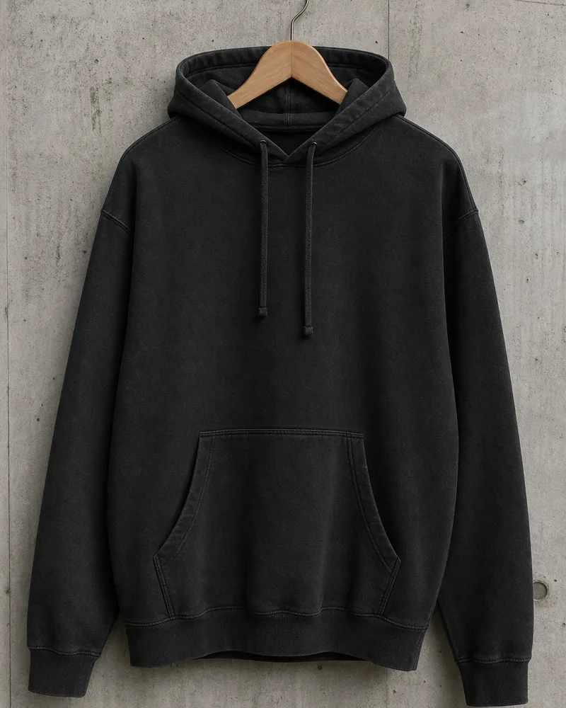 Mill-End Hoodie, washed-black loopback