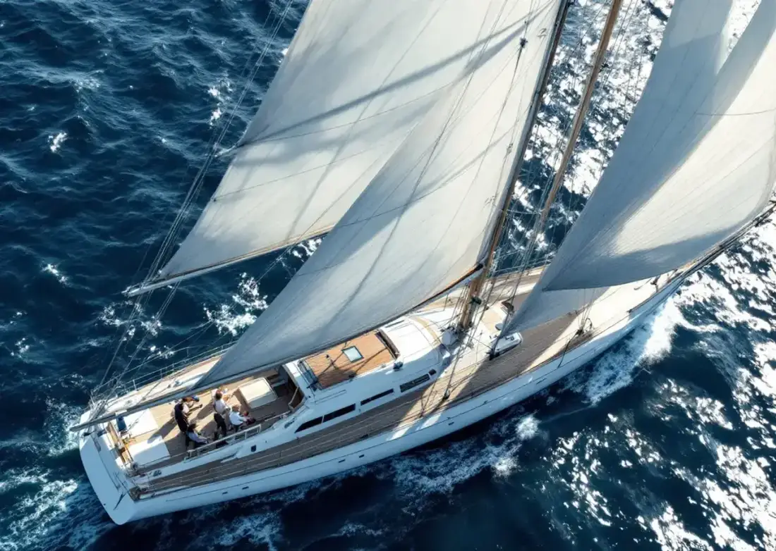 S/Y Serafina, the 34 meter ketch, under full sail.