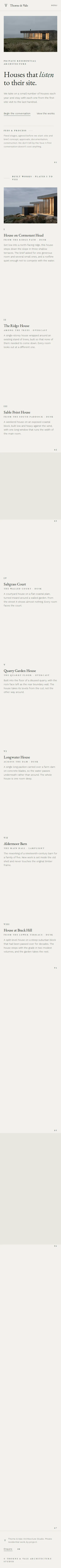 Thorne & Vale, a section of the home page