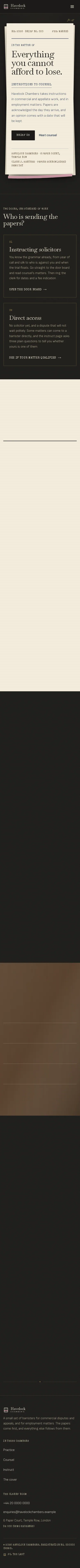Havelock Chambers, a section of the home page