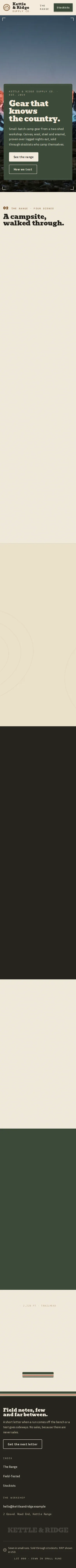 Kettle & Ridge Supply Co., a section of the home page