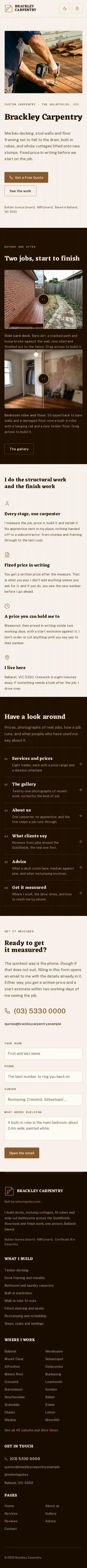 Brackley Carpentry, a section of the home page