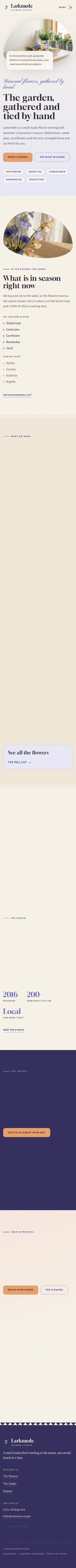 Larkmede Flower Studio, a section of the home page