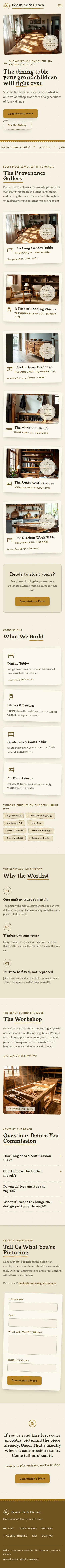 Fenwick & Grain, a section of the home page
