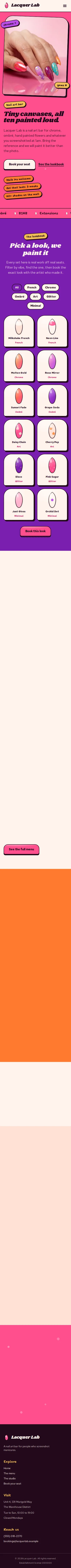Lacquer Lab, a section of the home page