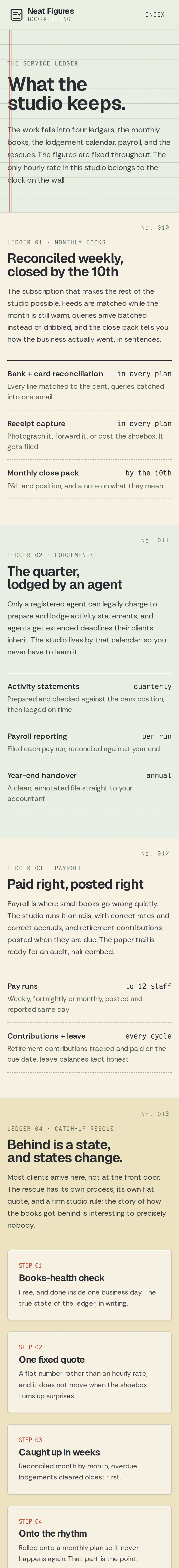 Neat Figures Bookkeeping, the Services page