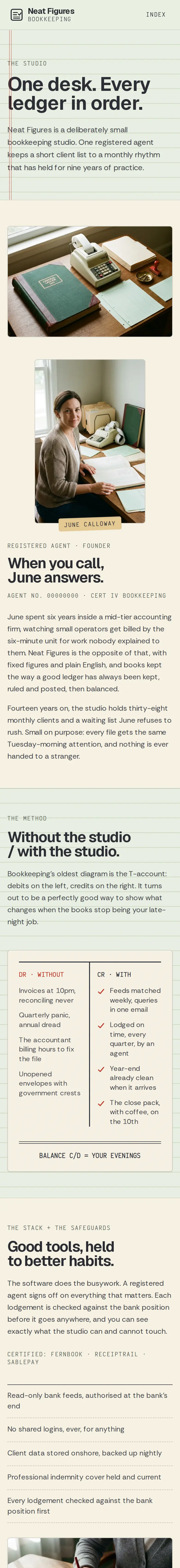 Neat Figures Bookkeeping, the The Studio page
