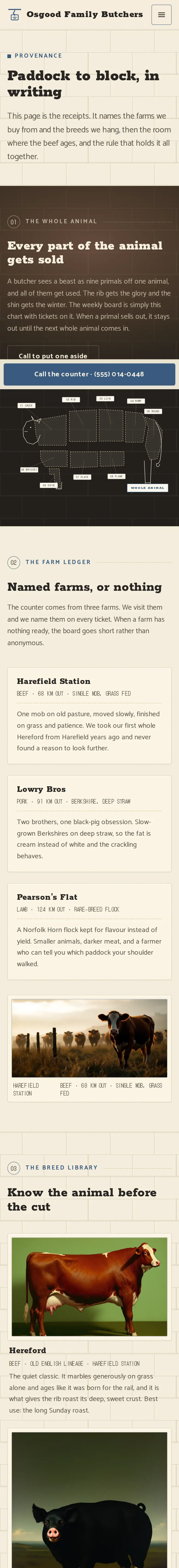 Osgood Family Butchers, the Provenance page