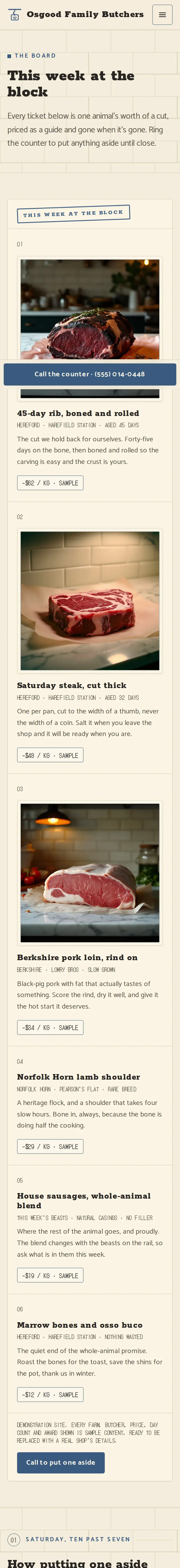 Osgood Family Butchers, the This Week page