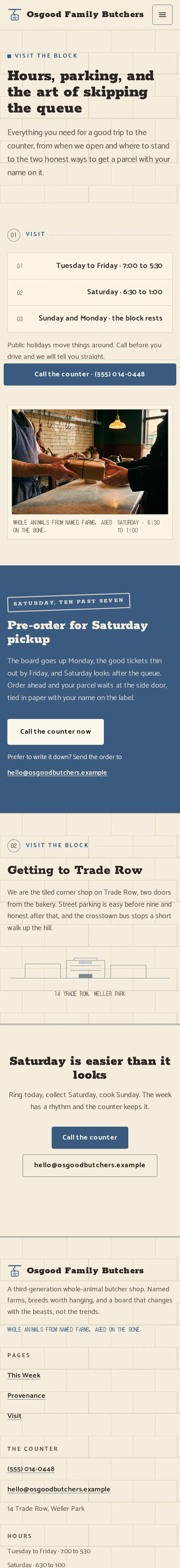 Osgood Family Butchers, the Visit page