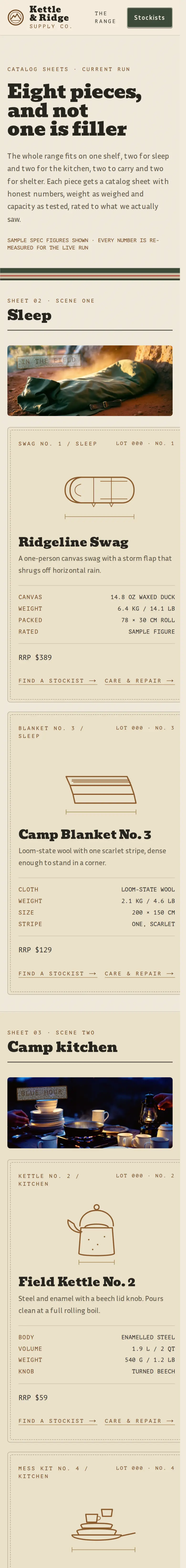 Kettle & Ridge Supply Co., the The Range page