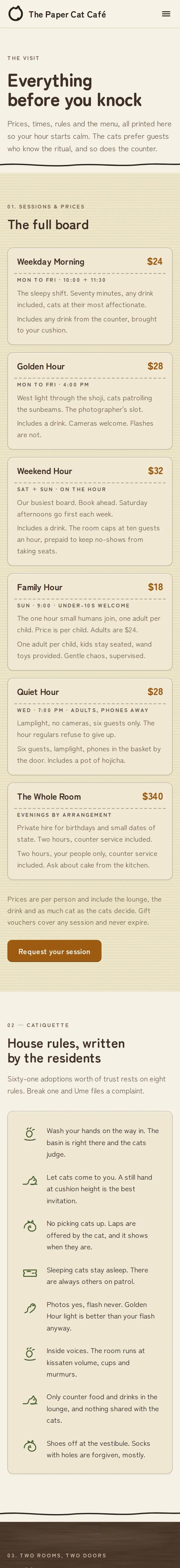 The Paper Cat Cafe, the The Visit page