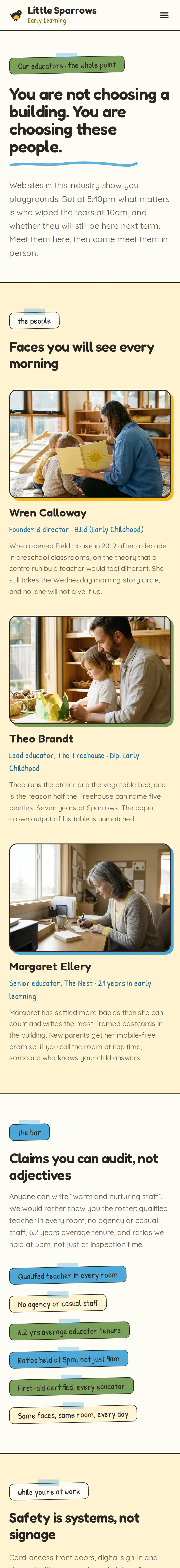 Little Sparrows Early Learning, the Our educators page