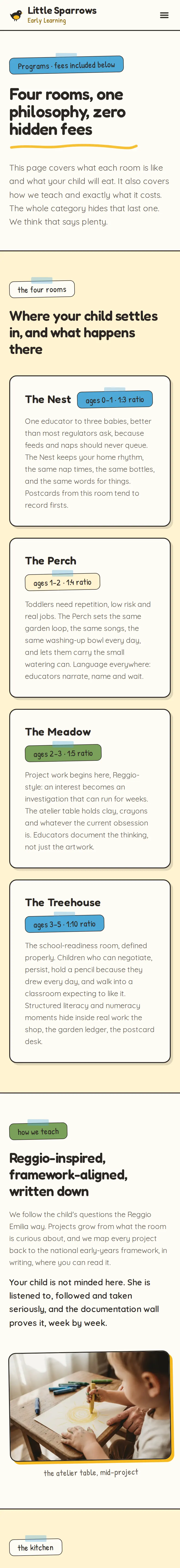 Little Sparrows Early Learning, the Programs page