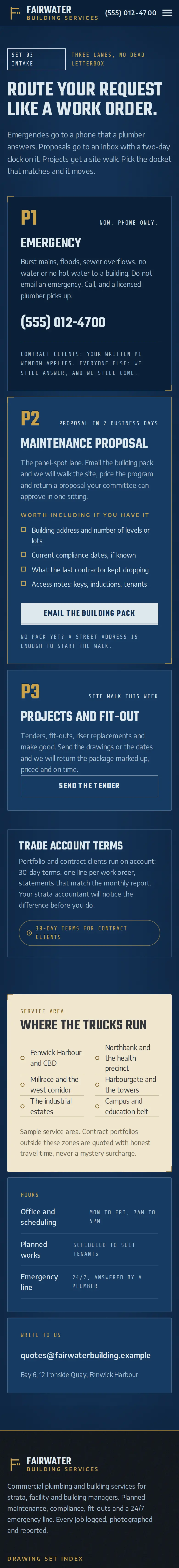 Fairwater Building Services, the 03Request page