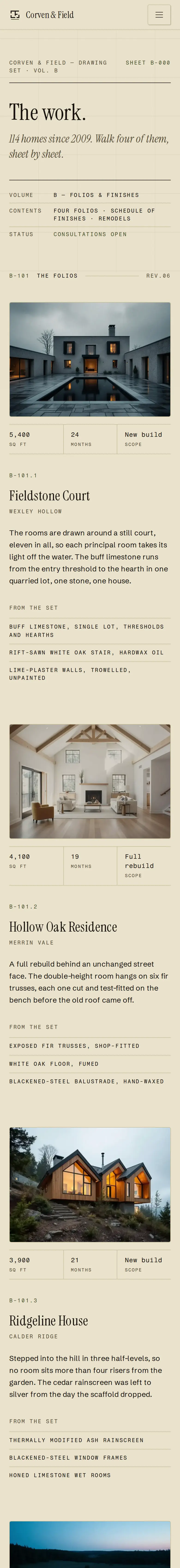Corven & Field, the The Work page