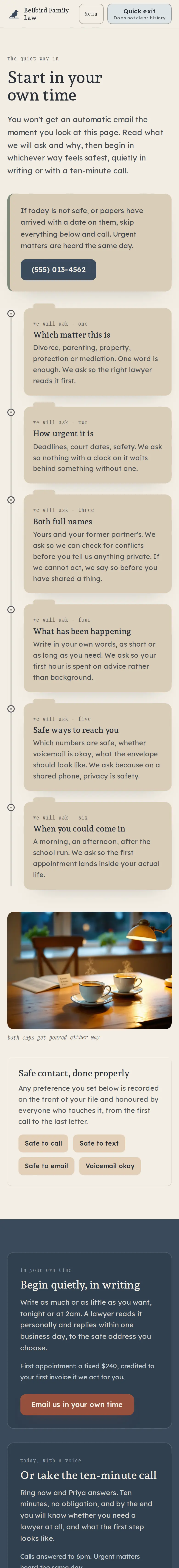 Bellbird Family Law, the Begin here page