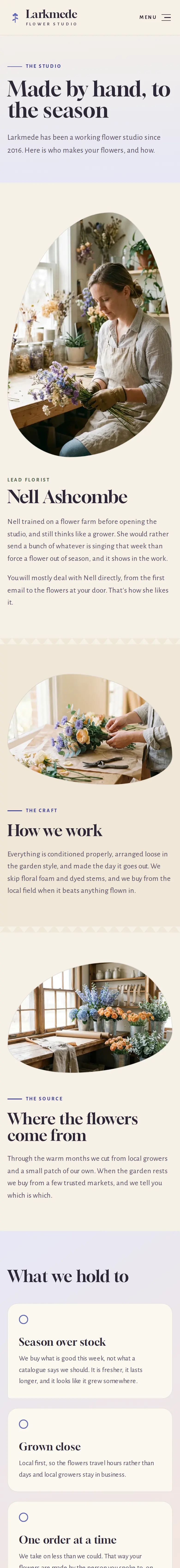 Larkmede Flower Studio, the The Studio page