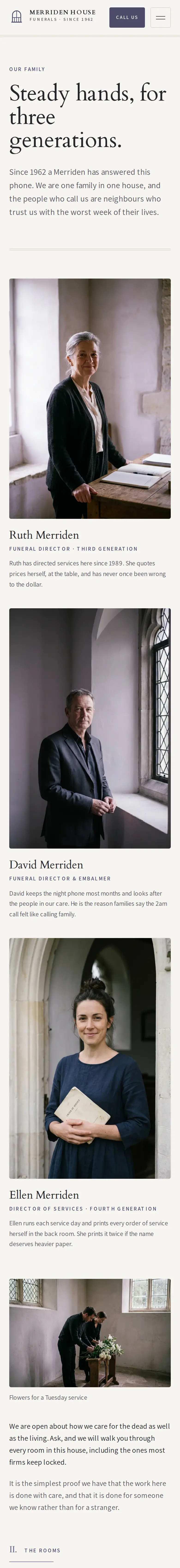 Merriden House Funerals, the Our Family page