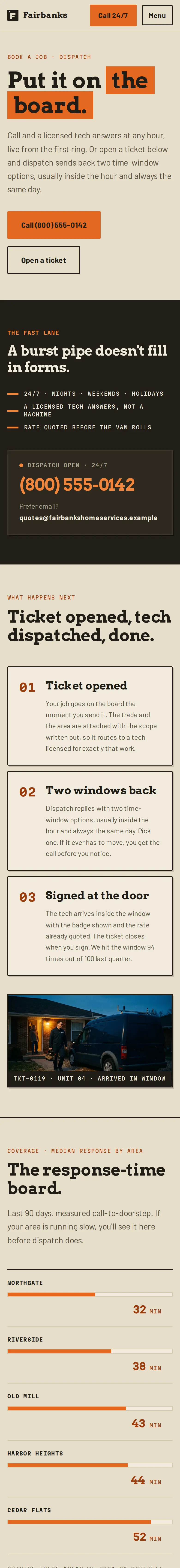 Fairbanks Home Services, the Book a Job page