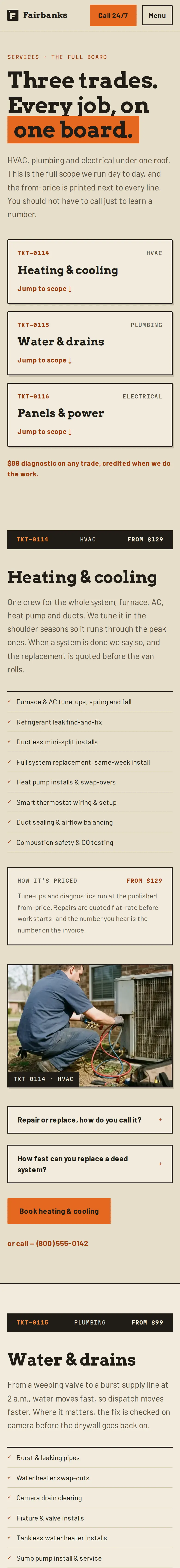 Fairbanks Home Services, the Services page