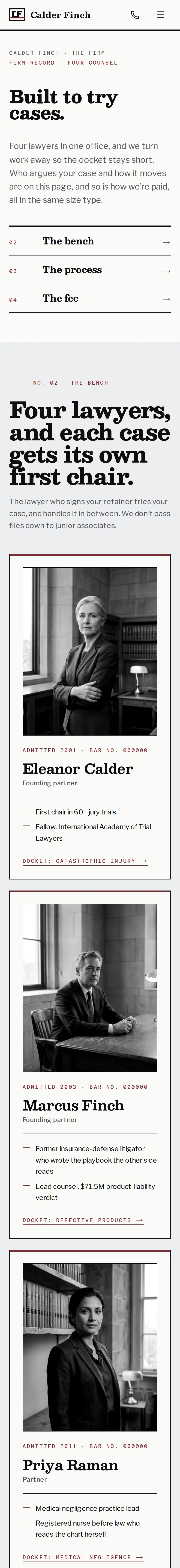 Calder Finch, the The firm page