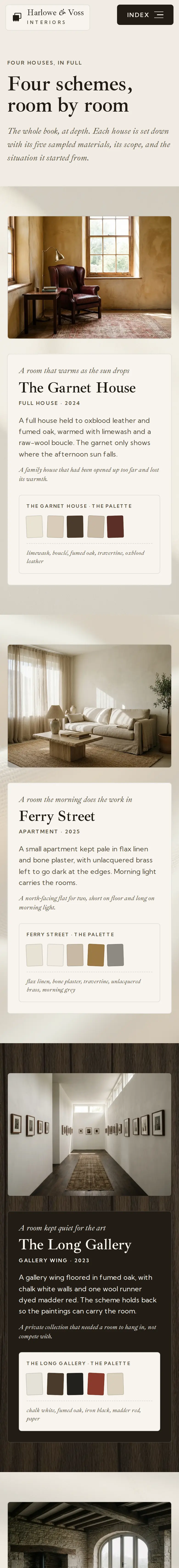 Harlowe & Voss Interiors, the Projects page