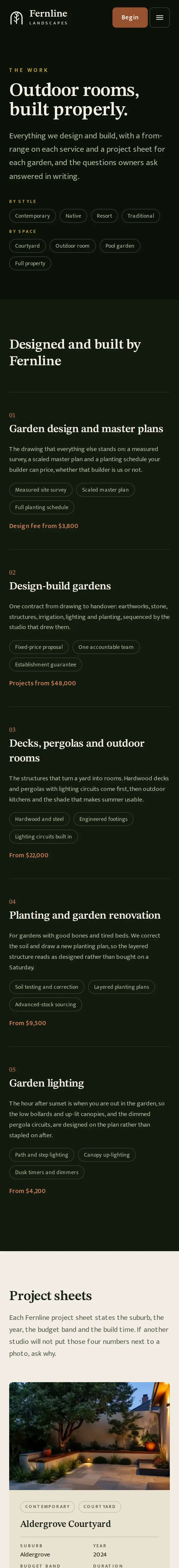 Fernline Landscapes, the Gardens page