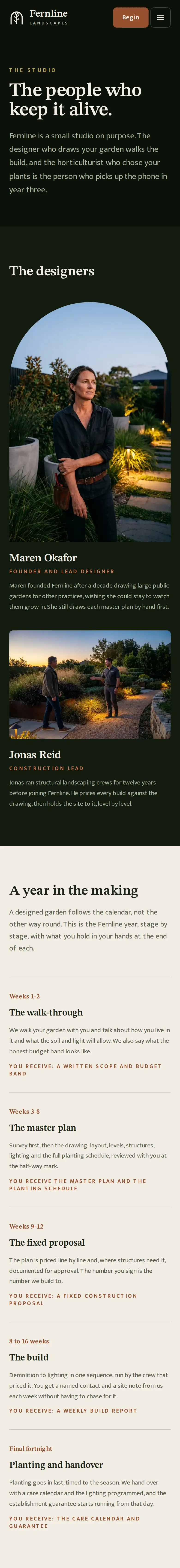 Fernline Landscapes, the Our approach page