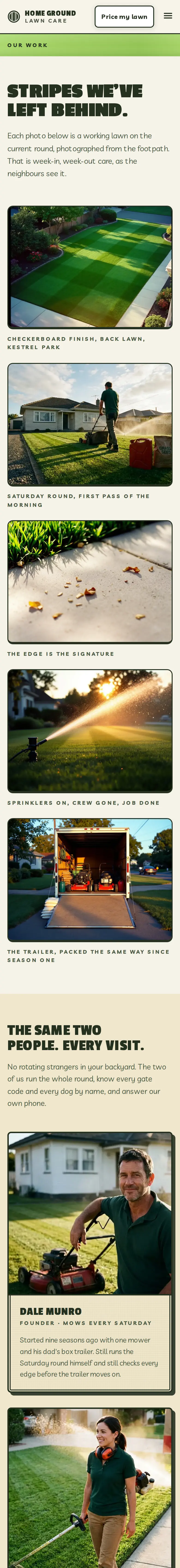 Home Ground Lawn Care, the Our work page