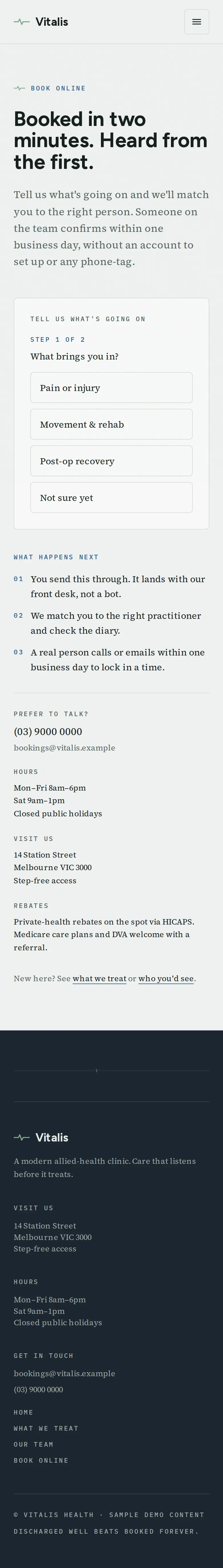 Vitalis, the Book online page