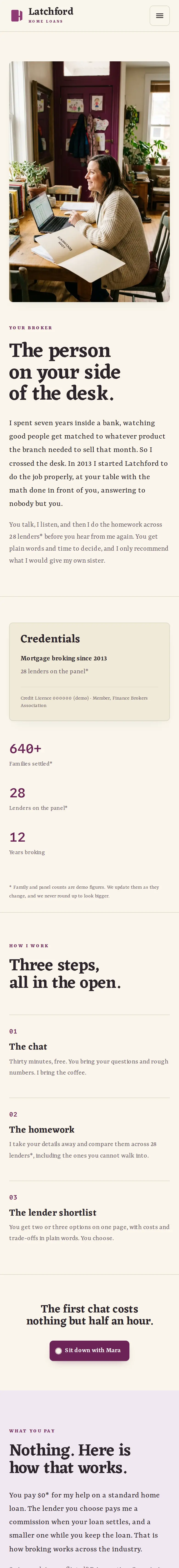 Latchford Home Loans, the Your broker page