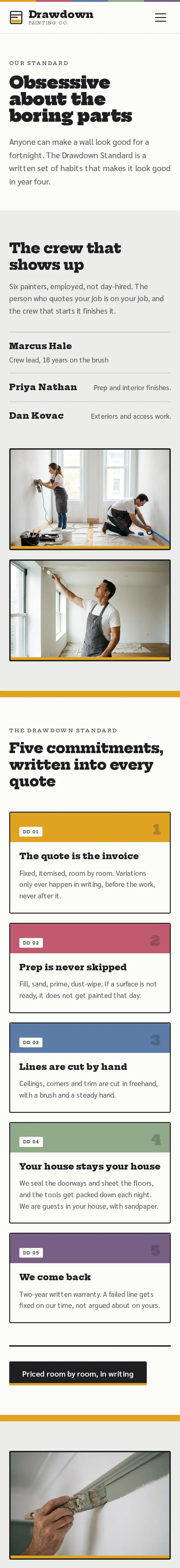 Drawdown Painting Co., the Our Standard page