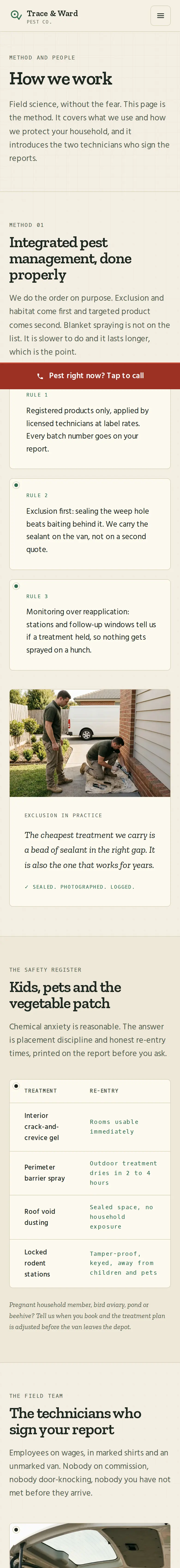 Trace & Ward Pest Co., the How We Work page